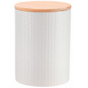 Pote de Pedra Dolomita com Tampa de Bambu Branco 1,2 Litros 