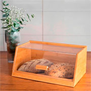 Porta pão de Bambu com Tampa de Acrílico Natural 35x21 cm 
