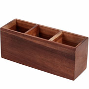 Porta talheres de madeira Acacia com 3 divisorias marrom 29x07 cm 