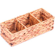 Organizador de fibra natural trançada retangular 3 nichos 36x16 cm 