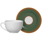 Xícara de chá com pires em cerâmica Celebrate verde 250 ml 