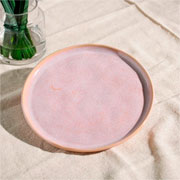 Prato de cerâmica de sobremesa Bio litchi rosa 21,5x02 cm 