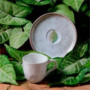Xícara de cerâmica de café com pires Bio Evergreen 120 ml 