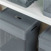 Cesto de roupas de plástico Grid com tampa chumbo 49 litros 