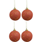 Kit bolas natalina rose com filetes dourado 4 peças 