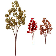 Galho natalino berry com gliter sortida 45 cm. 