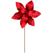 Flor natalina borgonha com gliter vermelha 63 cm. 