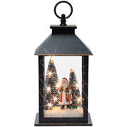 Lamparina cenário natalino preto com led 29X14 cm 