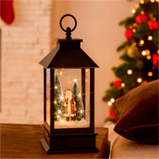 Lamparina cenário natalino preto com led 29X14 cm 