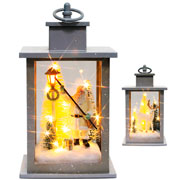 Lamparina cenário natalino sortido cinza com led 25X14 cm 