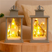 Lamparina cenário natalino sortido cinza com led 25X14 cm 