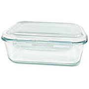 Pote de vidro hermético retangular com tampa branca 370 ml 