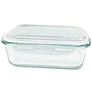 Pote de vidro hermético retangular com tampa branca 1040 ml 