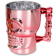 Caneca de vidro para chopp caveira rosa metálico 500 ml 