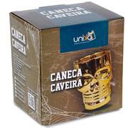Caneca de vidro para chopp caveira rosa metálico 500 ml 
