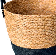 Cesto de fibra natural com alça preto 33x28 cm 