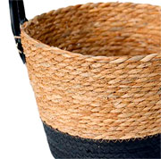 Cesto de fibra natural com alça preto 30x30 cm 