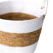 Cesto de fibra natural com alça branco 28x22 cm 
