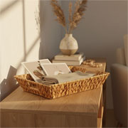 Cesto de fibra natural e seagrass com alça 37x28 cm 