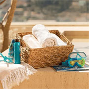 Cesto de fibra natural e seagrass com alça 36x25 cm 