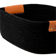 Cesto de algodão com alça preto 48x26 cm 