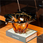 Centro de mesa Murano âmbar e cinza 28x13 cm 