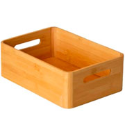 Caixa organizadora de bambu com alça 30x19x10 cm 