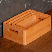 Caixa organizadora de bambu com alça 30x19x10 cm 