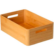 Caixa organizadora de bambu com alça 33x22x12 cm 