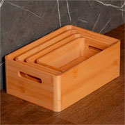 Caixa organizadora de bambu com alça 33x22x12 cm 