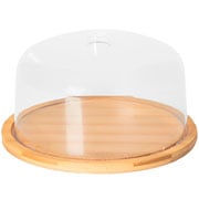 Queijeira de bambu com tampa de acrílico 18 cm 