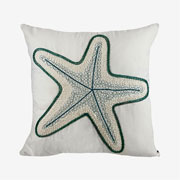 Almofada de sarja com bordado rami estrela verde 52 cm 