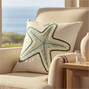 Almofada de sarja com bordado rami estrela verde 52 cm 