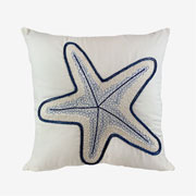 Almofada de sarja com bordado rami estrela azul 52 cm 