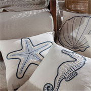 Almofada de sarja com bordado rami estrela azul 52 cm 
