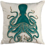 Almofada de Linho Cru bordado Rami Polvo verde 52 cm 