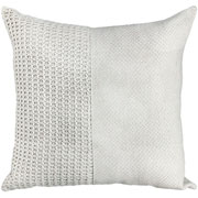 Almofada de Linho Cru Duo com aplique de croche rendado bege 52 cm 