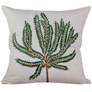 Almofada de linho bordado fino árvore verde 52 cm 