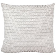 Almofada de Linho Cru com aplique de crochê rendado off white 52 cm 