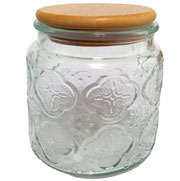 Pote de vidro Vintage com tampa de madeira 500 ml 