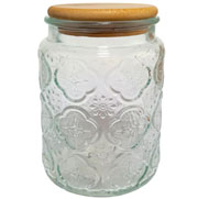 Pote de vidro Vintage com tampa de madeira 700 ml 