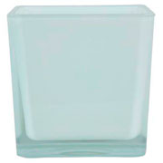 Vaso de vidro cubo branco 14x14 cm 