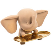 Escultura Dumbo em resina bege com bandeja dourada 36x16 cm 