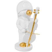 Escultura em resina menino violinista branco 15x11 cm. 