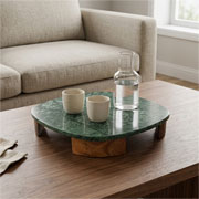 Bandeja em mármore com base verde 30x05 cm 