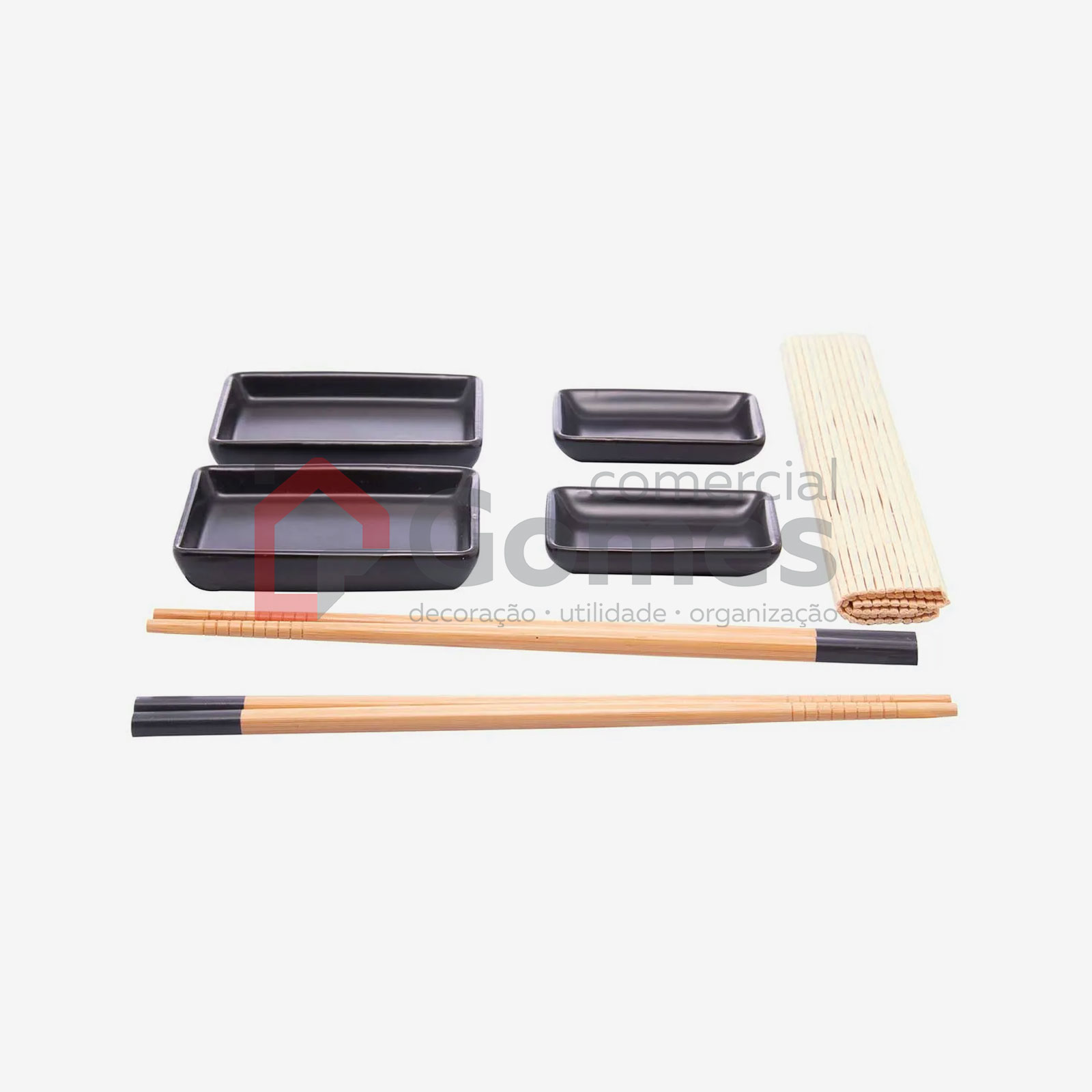 Conjunto para sushi em bambu e cerâmica Saitama 7 peças 5462